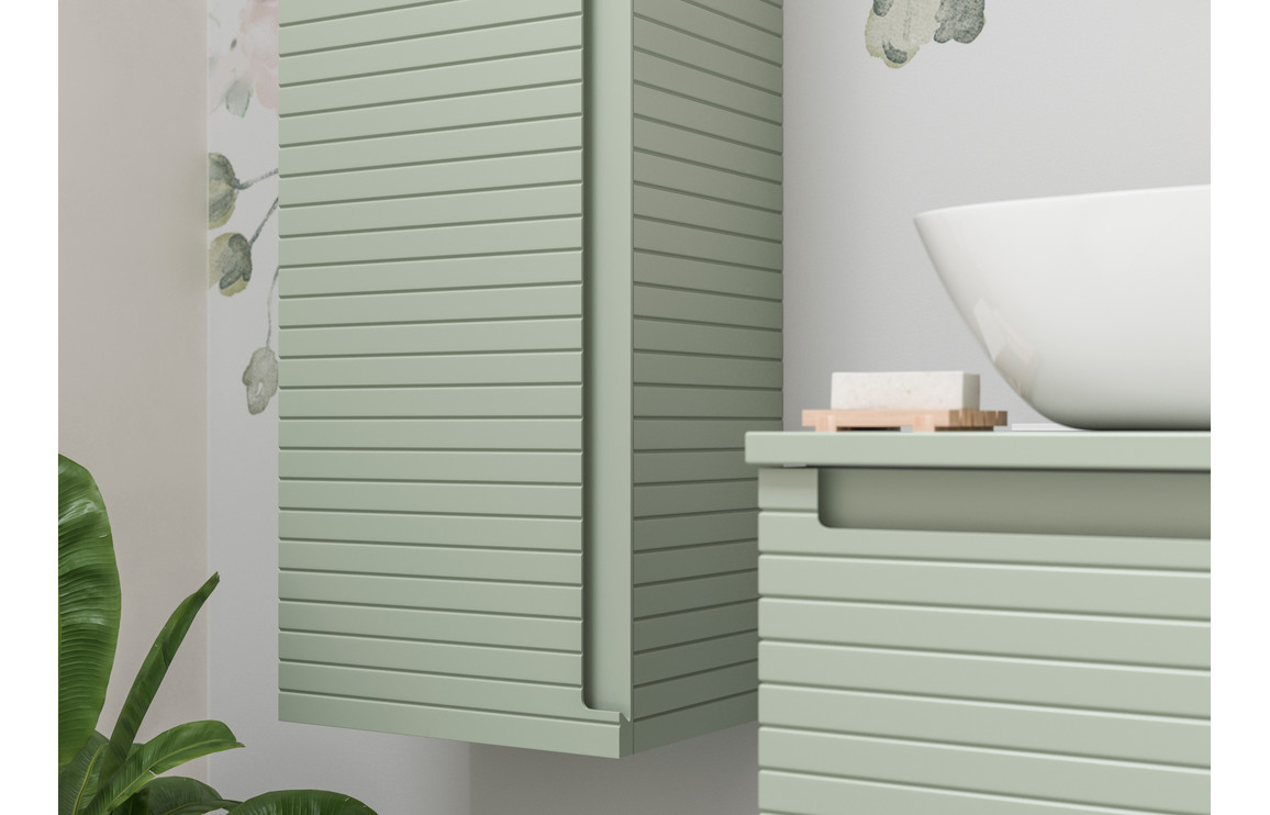 Wyoming 610mm Wall Hung 1 Drawer Basin Unit & Worktop - Matt Willow Green - Image 3