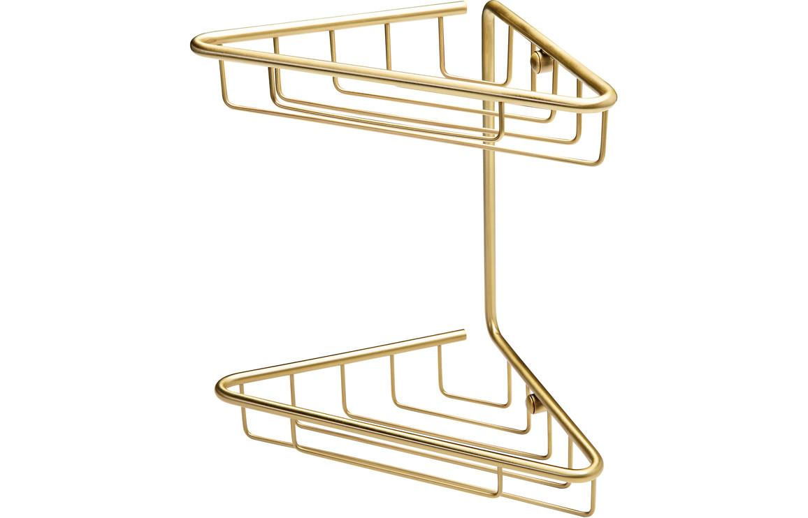 Pearl 2-Tier Corner Shower Caddy - Brushed Brass