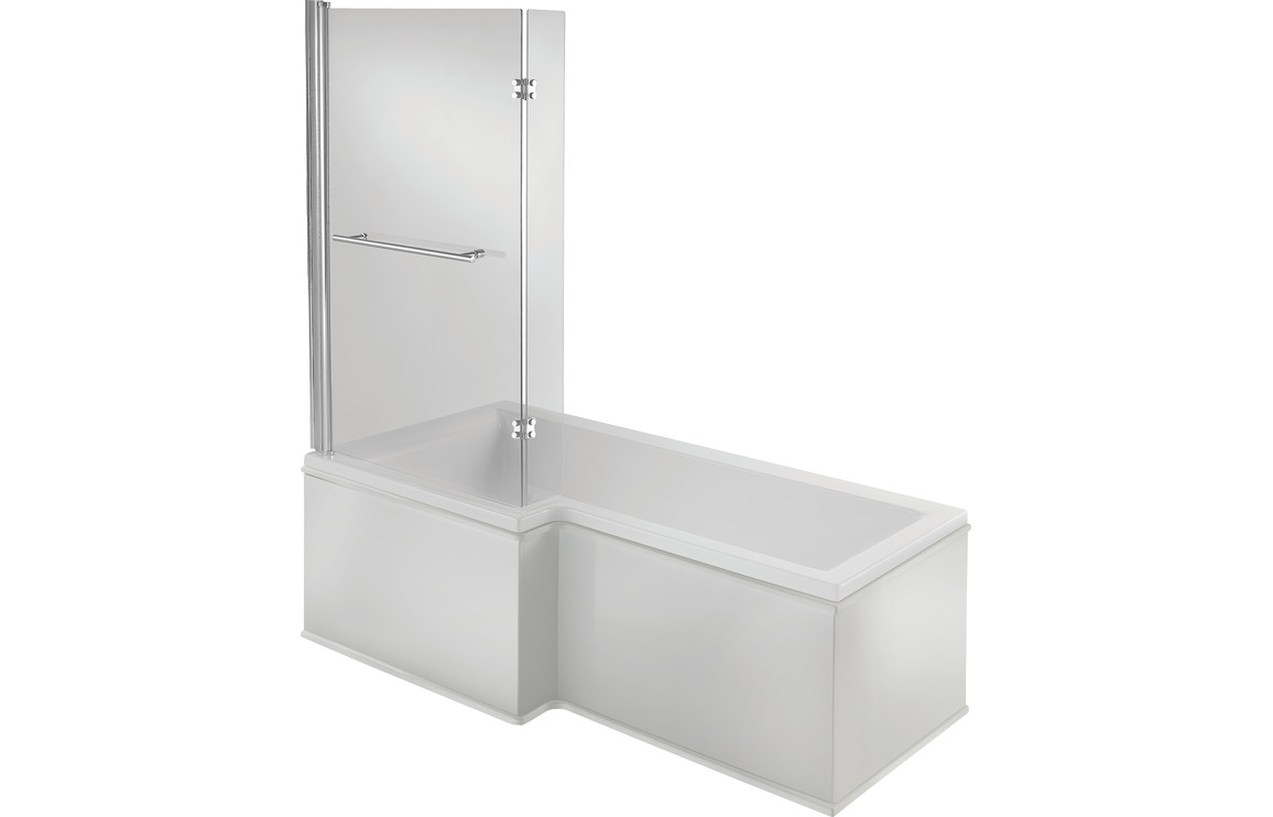 Blair L Shape 1700x850x560mm 0TH Shower Bath Pack (LH) - Chrome - Image 2