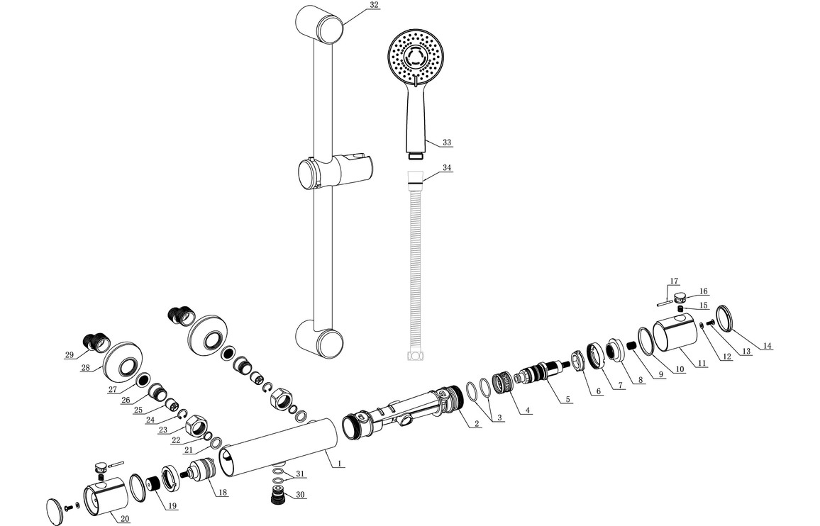 Andromeda Cool-Touch Thermostatic Bar Mixer Shower - Chrome - Image 2