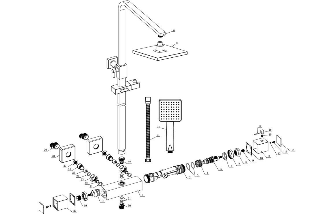 Orion Cool-Touch Thermostatic Mixer Shower w/Riser & Overhead Kit - Chrome - Image 2