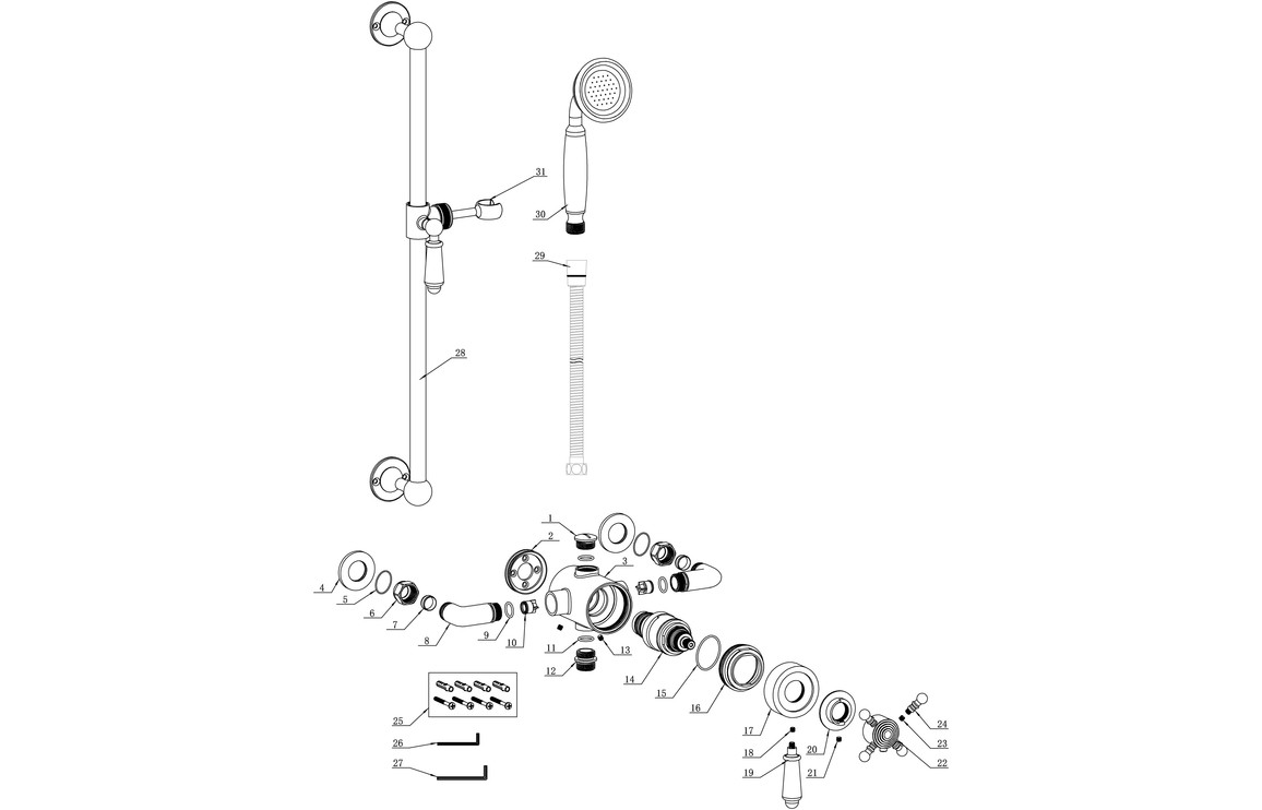 Atlas Concentric Single Outlet Shower Valve & Riser Kit Pack 1 - Brushed Brass - Image 2