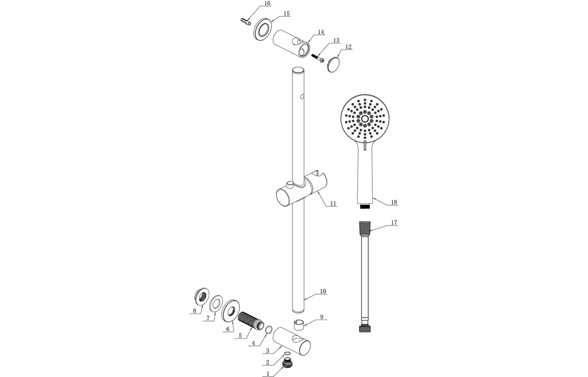 Aquila Round Riser Rail Kit w/Elbow & 3 Mode Handset - Chrome - Image 2