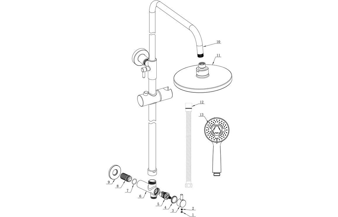 Aquila Round Shower Kit w/Overhead & Handset - Image 2