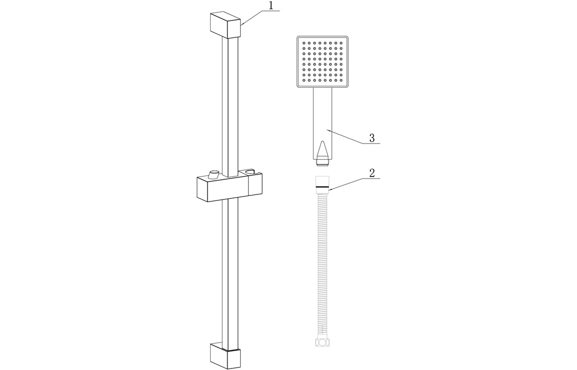 Square Slider Rail Kit & Single Mode Handset - Brushed Brass - Image 2