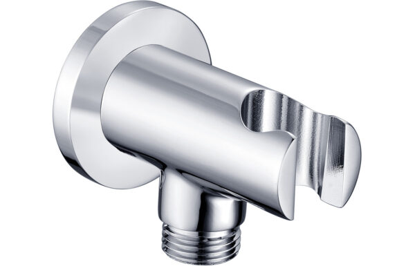 Aquila Round Handset Wall Bracket with Wall Outlet - Chrome
