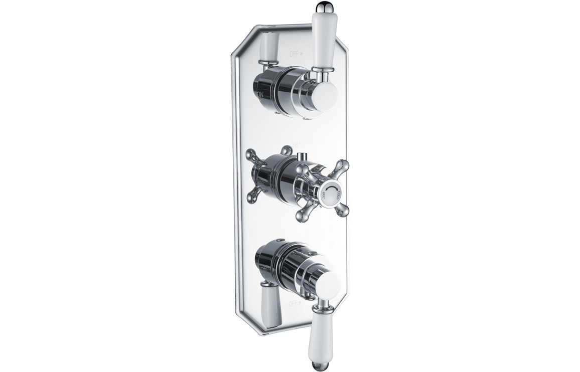 Atlas Traditional Lever Thermostatic Two Outlet Shower Valve - Chrome