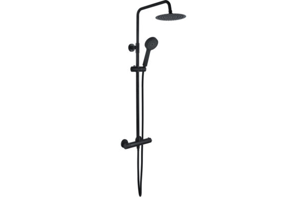 Aquila Round Thermostatic Bar Mixer w/Riser Kit - Matt Black