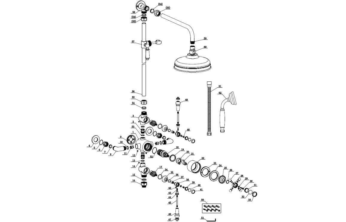 Atlas Thermostatic Shower Kit - Brushed Brass - Image 2