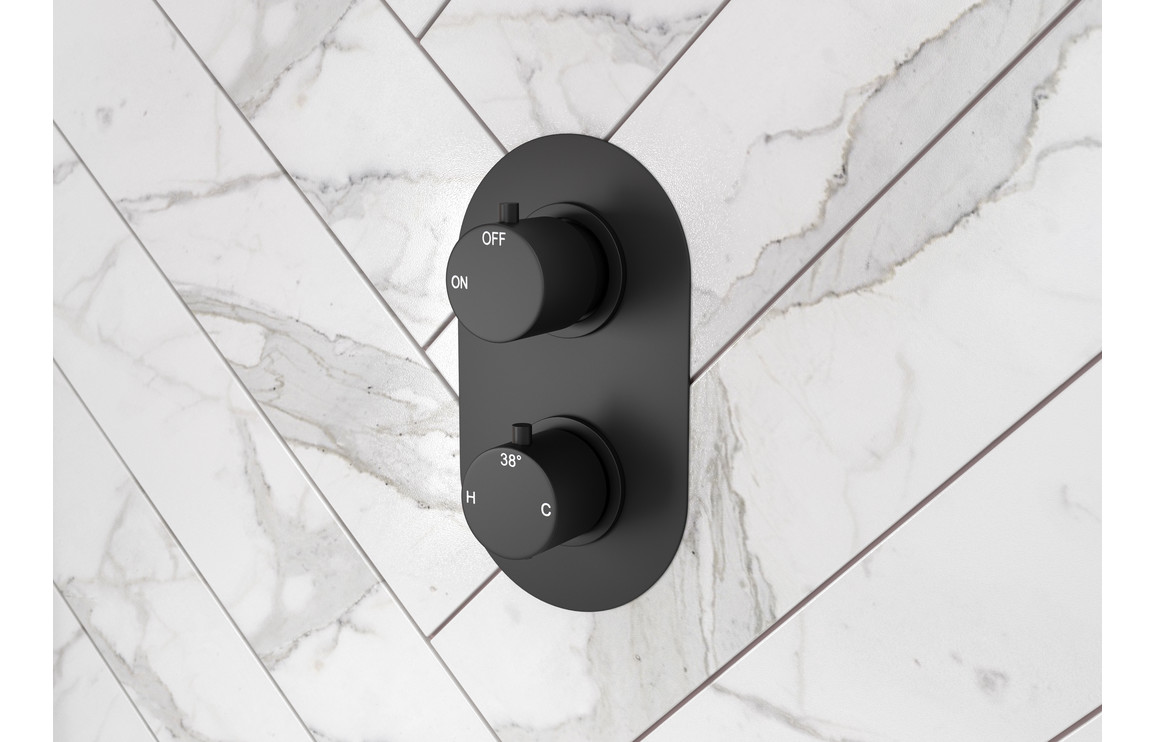 Aquila Thermostatic Two Outlet Twin Shower Valve - Matt Black - Image 4