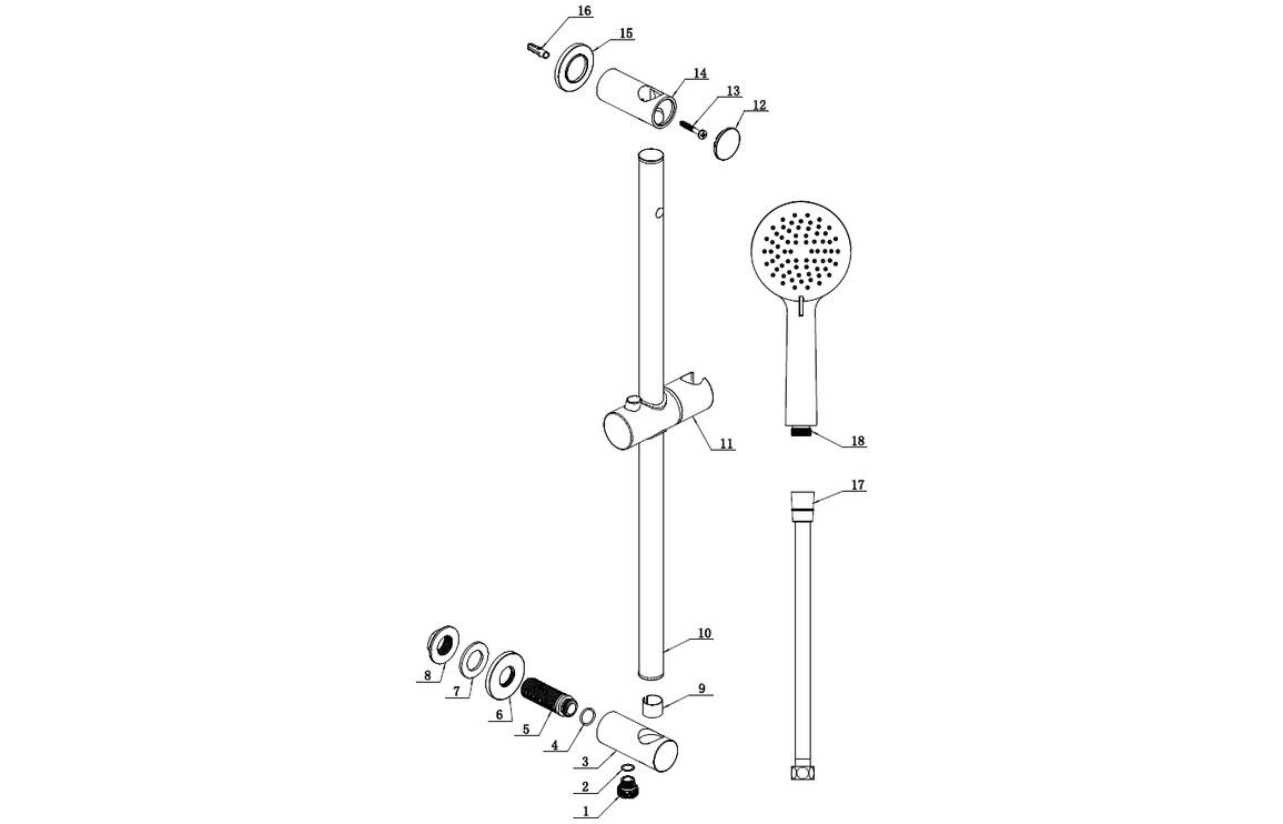 Aquila Round Riser Rail Kit w/Elbow & 3 Mode Handset - Matt Black - Image 2