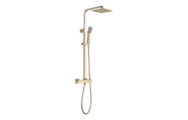 Sagittarius Square Thermostatic Bar Mixer w/Riser Kit - Brushed Brass