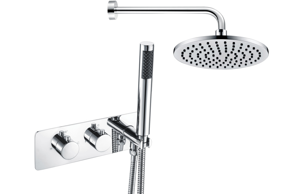 Venus Shower Pack One - Two Outlet Twin Shower Valve w/Handset & ABS Overhead - Chrome