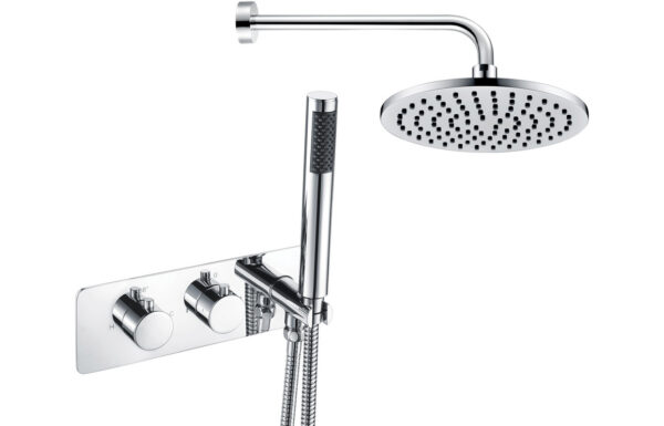 Venus Shower Pack Two - Two Outlet Twin Shower Valve w/Handset & Brass Overhead - Chrome