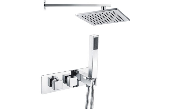 Astra Shower Pack One - Two Outlet Twin Shower Valve w/Handset & ABS Overhead - Chrome