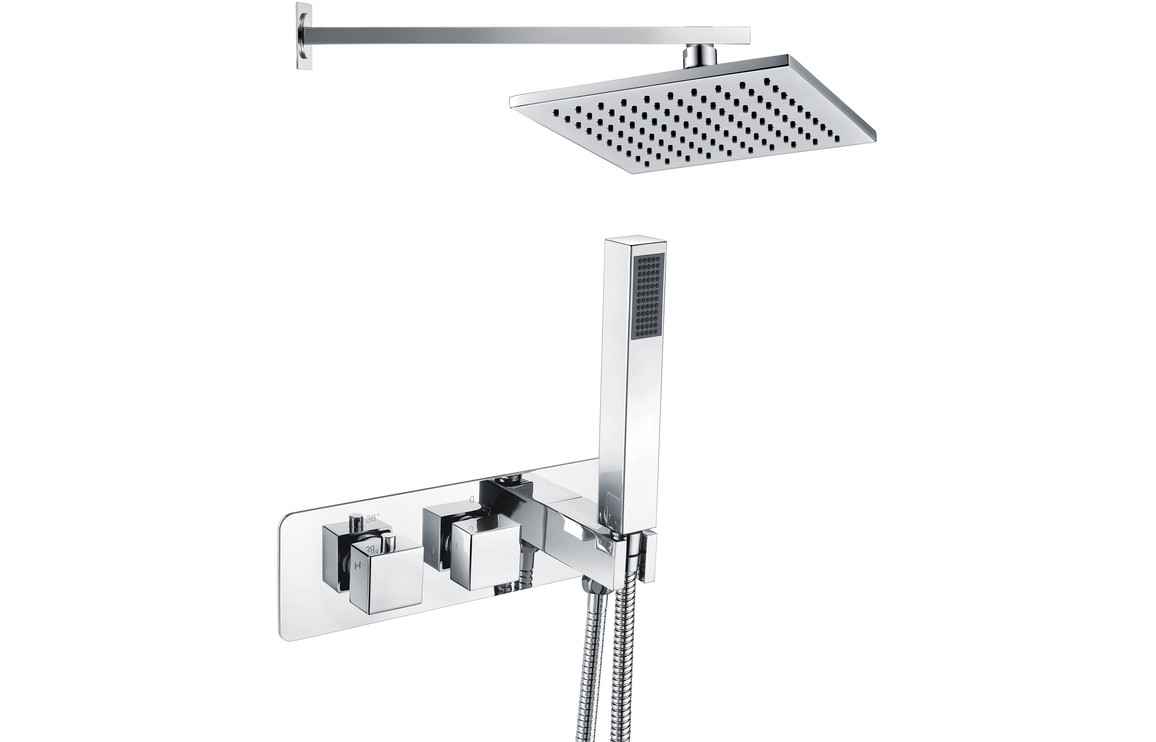 Astra Shower Pack One - Two Outlet Twin Shower Valve w/Handset & ABS Overhead - Chrome