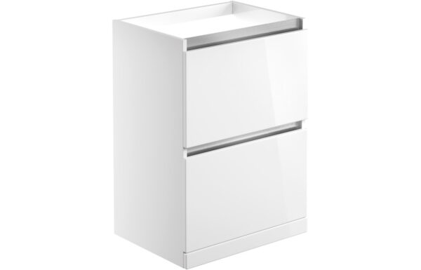 Florida 600mm 2 Drawer Floor Standing Basin Unit (No Top) - White Gloss
