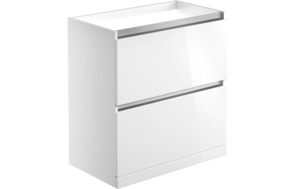 Florida 800mm 2 Drawer Floor Standing Basin Unit (No Top) - White Gloss