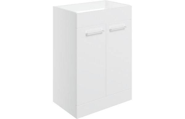 Iowa 590mm Floor Standing 2 Door Basin Unit (No Top) - White Gloss