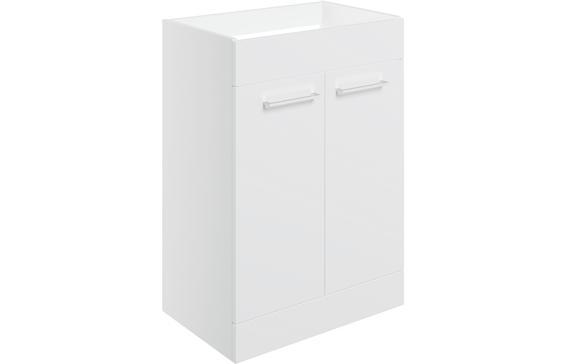 Iowa 590mm Floor Standing 2 Door Basin Unit (No Top) - White Gloss
