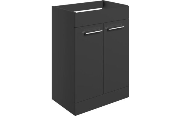 Iowa 590mm Floor Standing 2 Door Basin Unit (No Top) - Anthracite Gloss