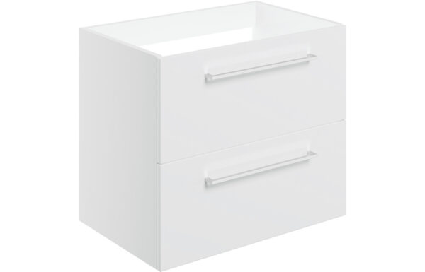 Iowa 590mm Wall Hung 2 Drawer Basin Unit (No Top) - White Gloss