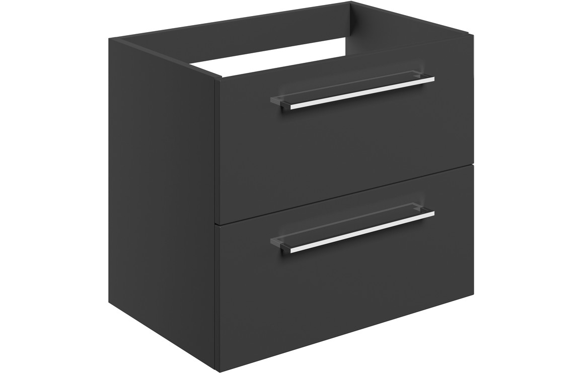 Iowa 590mm Wall Hung 2 Drawer Basin Unit (No Top) - Anthracite Gloss