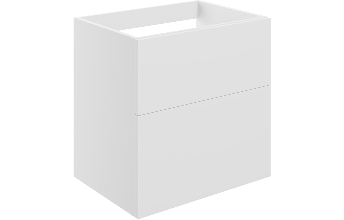 Oregon 590mm Wall Hung 2 Drawer Basin Unit (No Top) - Matt White
