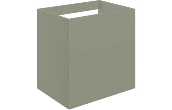 Oregon 590mm Wall Hung 2 Drawer Basin Unit (No Top) - Matt Olive Green