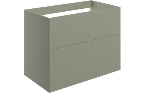 Oregon 790mm Wall Hung 2 Drawer Basin Unit (No Top) - Matt Olive Green