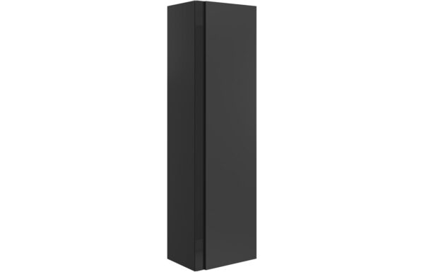 Chicago 350mm Wall Hung 1 Door Tall Unit - Matt Black & Glass
