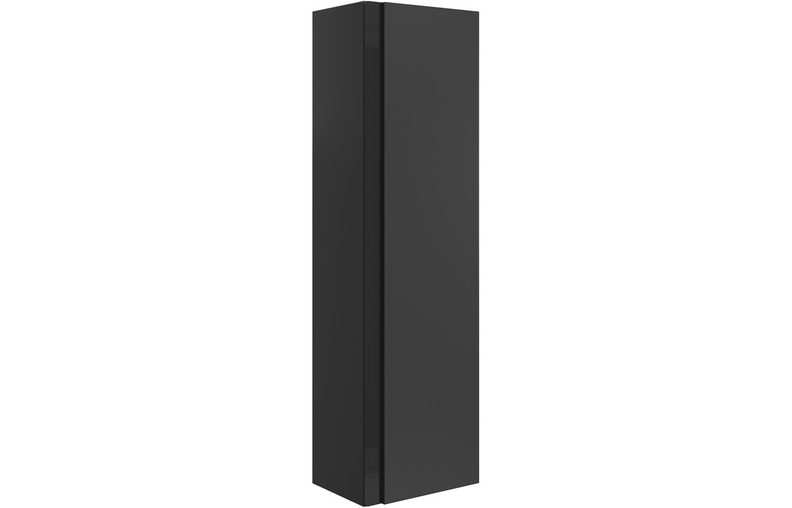 Chicago 350mm Wall Hung 1 Door Tall Unit - Matt Black & Glass