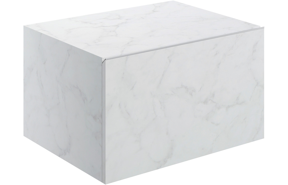 Georgia 600mm Wall Hung Storage Drawer - White Marble