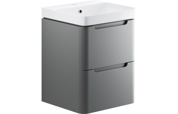 Dallas 500mm 2 Drawer Wall Hung Cloakroom Basin Unit - Matt Grey