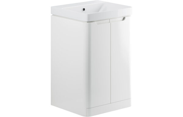 Dallas 500mm 2 Door Floor Standing Cloakroom Basin Unit - White Gloss
