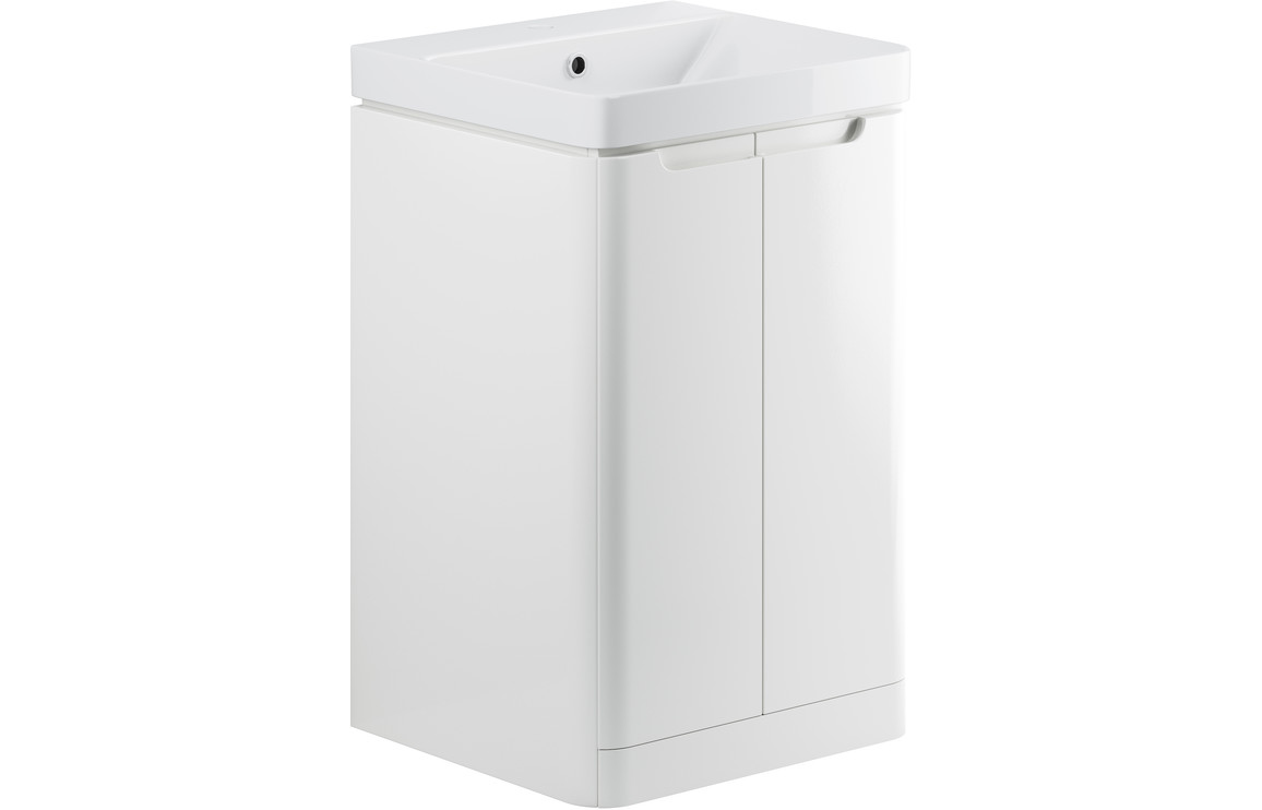 Dallas 500mm 2 Door Floor Standing Cloakroom Basin Unit - White Gloss