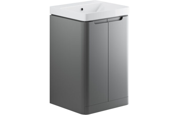 Dallas 500mm 2 Door Floor Standing Cloakroom Basin Unit - Matt Grey