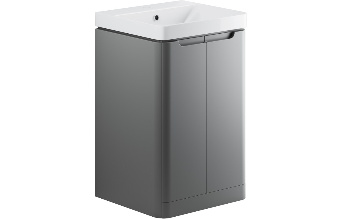 Dallas 500mm 2 Door Floor Standing Cloakroom Basin Unit - Matt Grey
