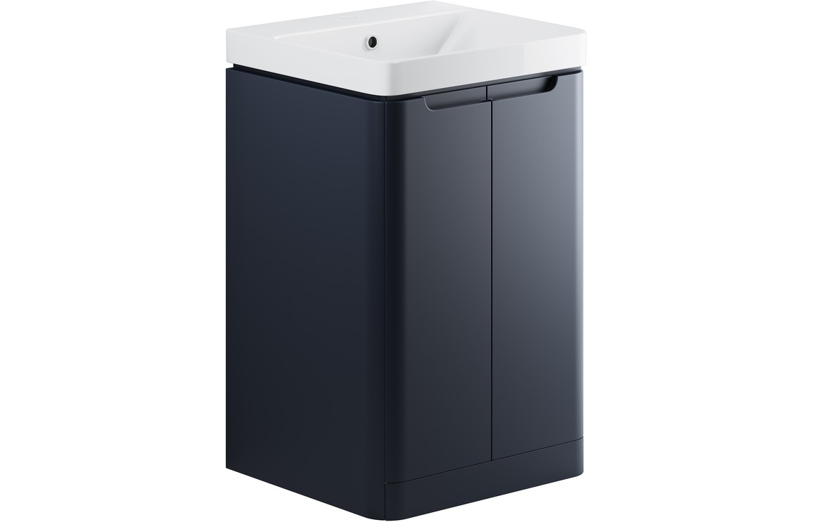 Dallas 500mm 2 Door Floor Standing Cloakroom Basin Unit - Matt Indigo