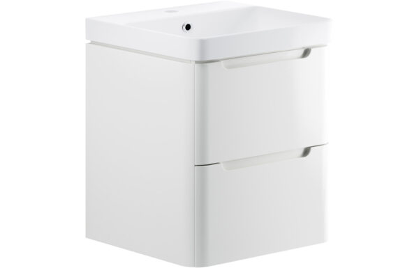 Dallas 605mm 2 Drawer Wall Hung Basin Unit - White Gloss