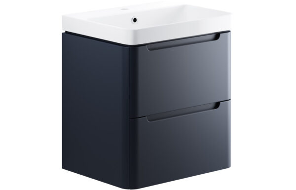 Dallas 605mm 2 Drawer Wall Hung Basin Unit - Matt Indigo