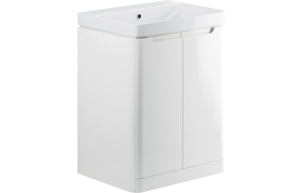 Dallas 605mm 2 Door Floor Standing Basin Unit - White Gloss