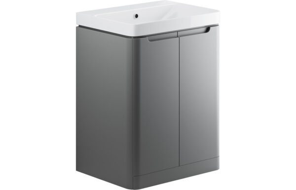 Dallas 605mm 2 Door Floor Standing Basin Unit - Matt Grey