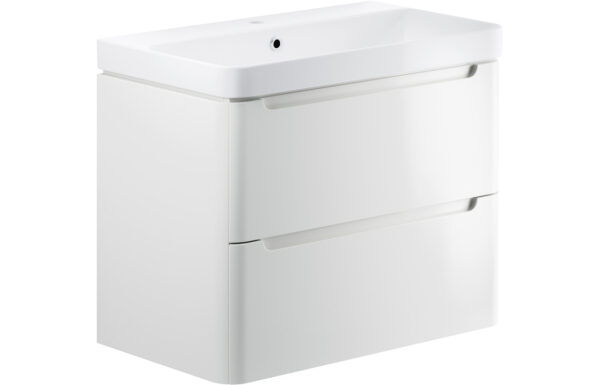 Dallas 805mm 2 Drawer Wall Hung Basin Unit - White Gloss
