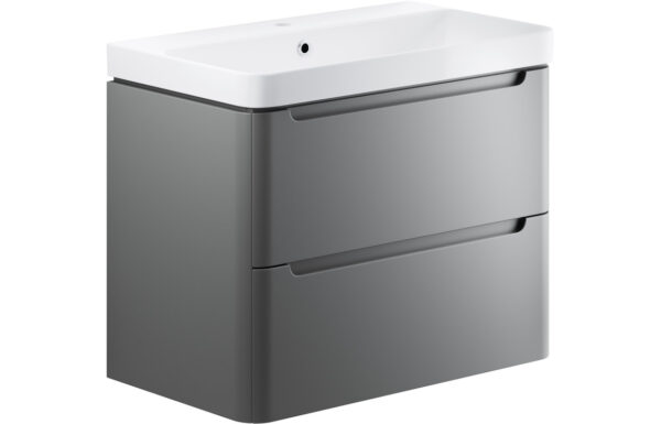 Dallas 805mm 2 Drawer Wall Hung Basin Unit - Matt Grey