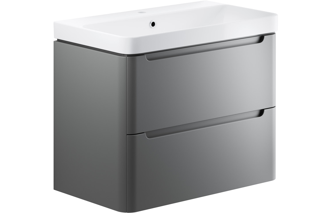 Dallas 805mm 2 Drawer Wall Hung Basin Unit - Matt Grey