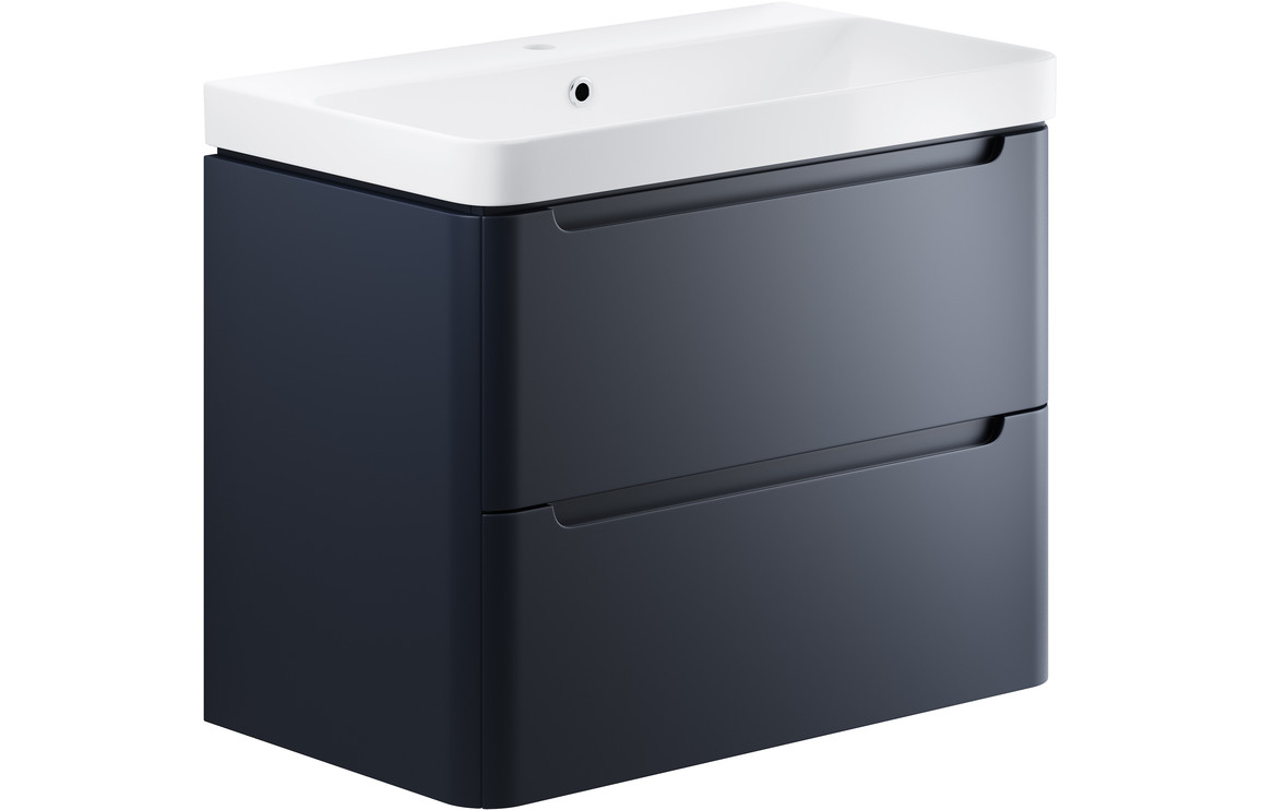 Dallas 805mm 2 Drawer Wall Hung Basin Unit - Matt Indigo
