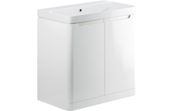 Dallas 805mm 2 Door Floor Standing Basin Unit - White Gloss