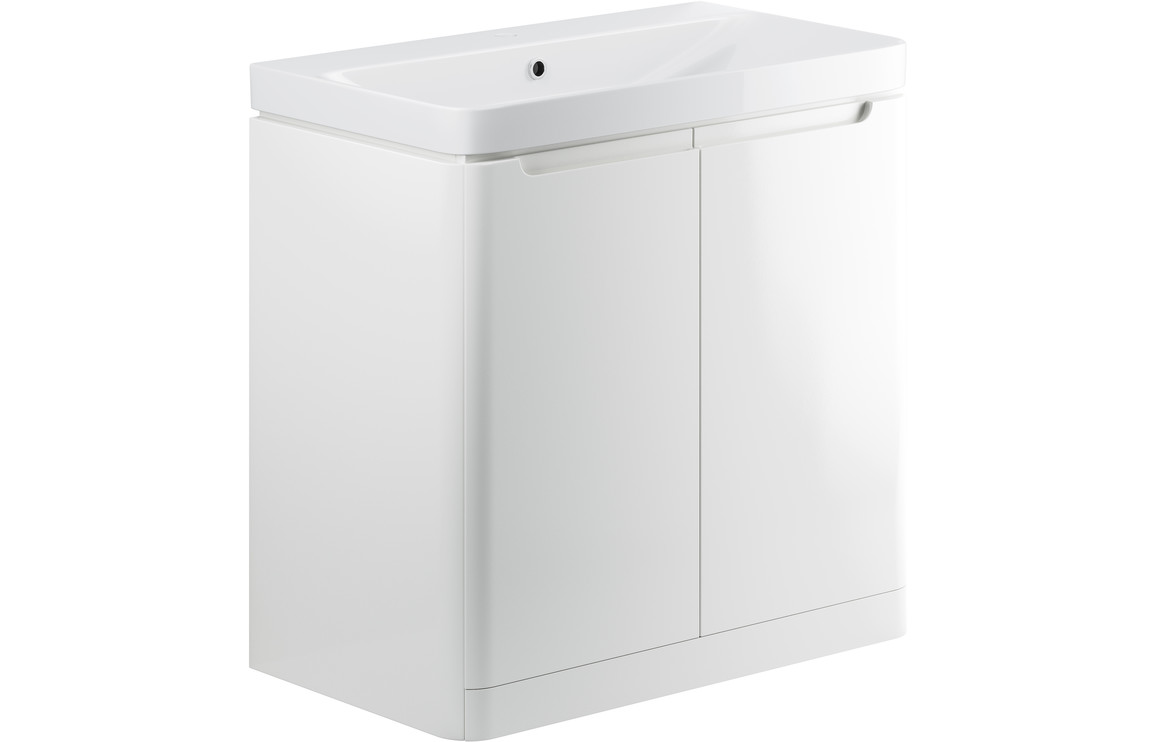 Dallas 805mm 2 Door Floor Standing Basin Unit - White Gloss