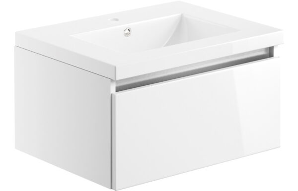 Florida 615mm 1 Drawer Wall Hung Basin Unit Inc. Basin - White Gloss